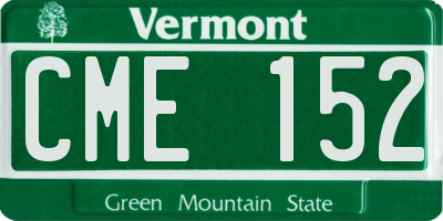 VT license plate CME152