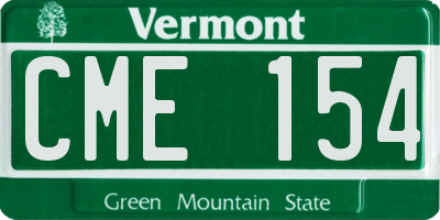VT license plate CME154