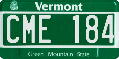VT license plate CME184