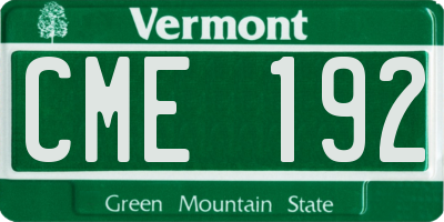 VT license plate CME192