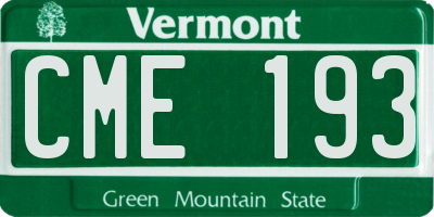 VT license plate CME193