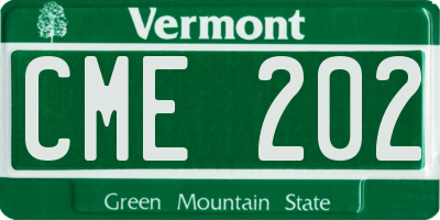VT license plate CME202