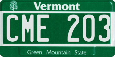 VT license plate CME203