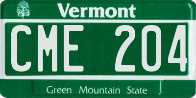 VT license plate CME204