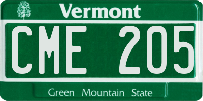 VT license plate CME205