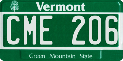 VT license plate CME206