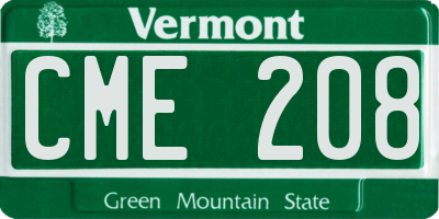VT license plate CME208