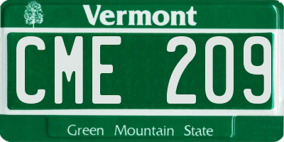 VT license plate CME209