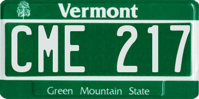 VT license plate CME217