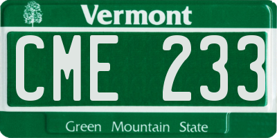 VT license plate CME233