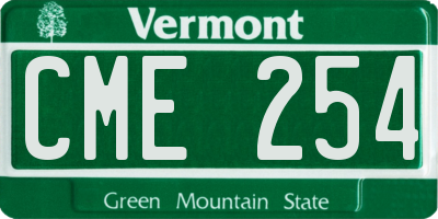 VT license plate CME254