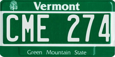 VT license plate CME274