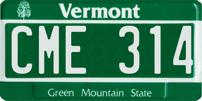 VT license plate CME314