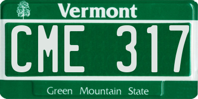 VT license plate CME317