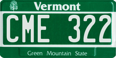 VT license plate CME322
