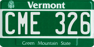 VT license plate CME326