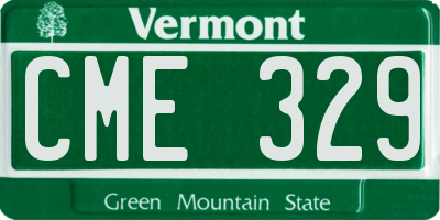 VT license plate CME329