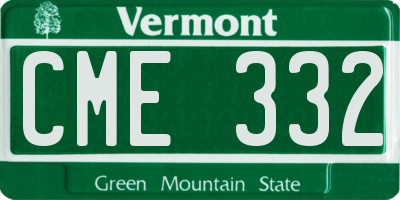 VT license plate CME332
