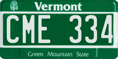 VT license plate CME334
