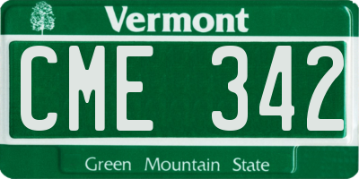 VT license plate CME342