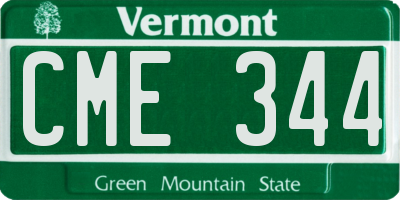 VT license plate CME344