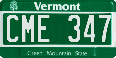 VT license plate CME347