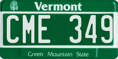 VT license plate CME349
