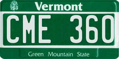 VT license plate CME360