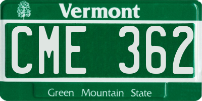 VT license plate CME362