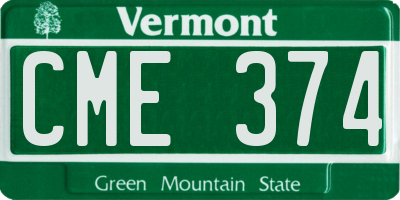 VT license plate CME374