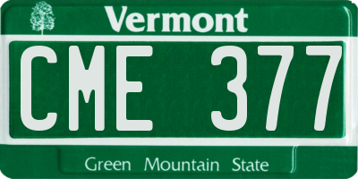 VT license plate CME377