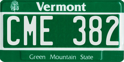 VT license plate CME382