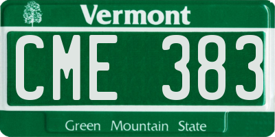 VT license plate CME383