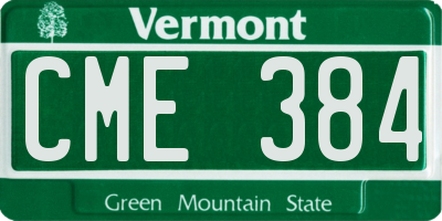 VT license plate CME384