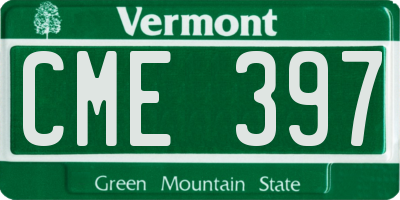 VT license plate CME397