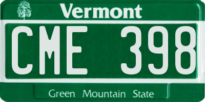 VT license plate CME398