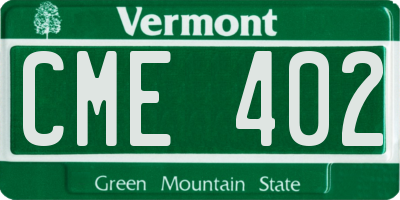 VT license plate CME402