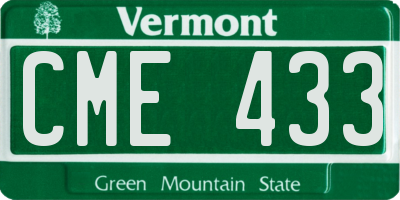 VT license plate CME433