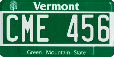 VT license plate CME456