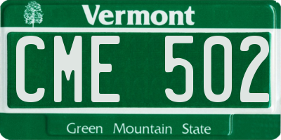 VT license plate CME502