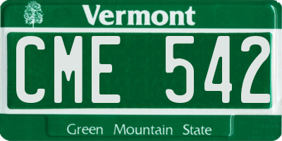 VT license plate CME542