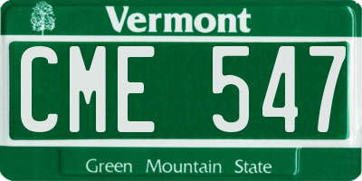 VT license plate CME547