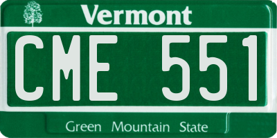 VT license plate CME551