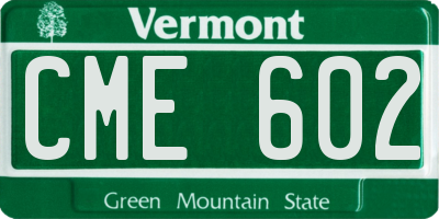 VT license plate CME602