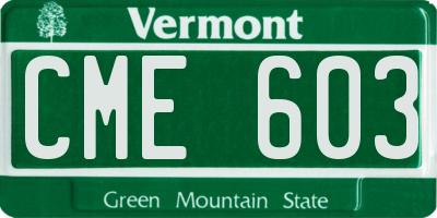 VT license plate CME603