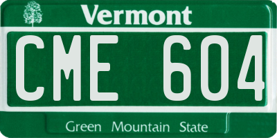 VT license plate CME604