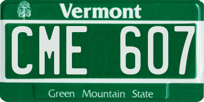 VT license plate CME607