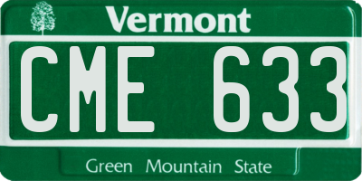 VT license plate CME633