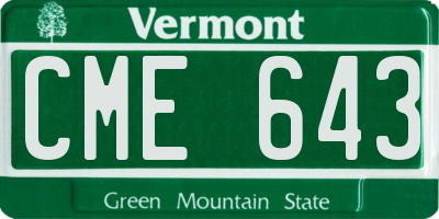 VT license plate CME643