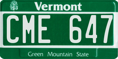 VT license plate CME647